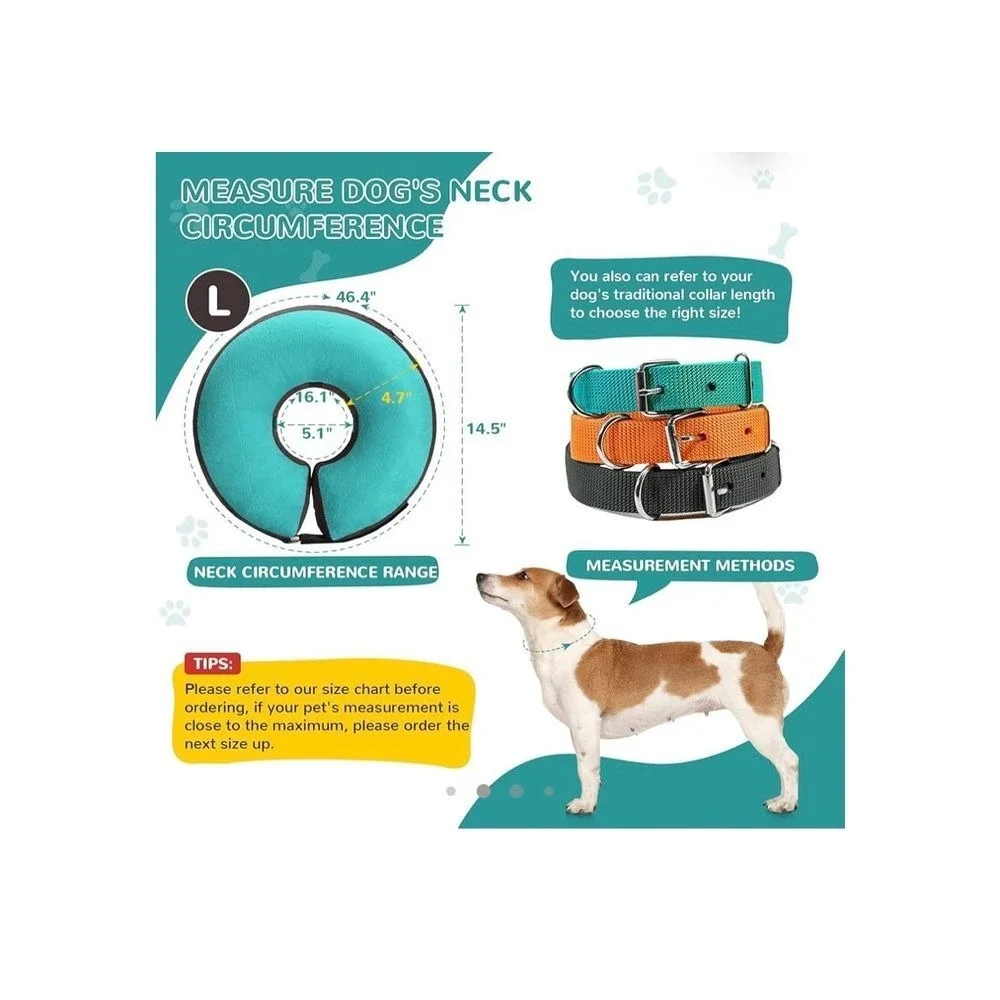Dog Cone Alternative After Surgery, Inflatable Recovery Collar for Dogs size med
